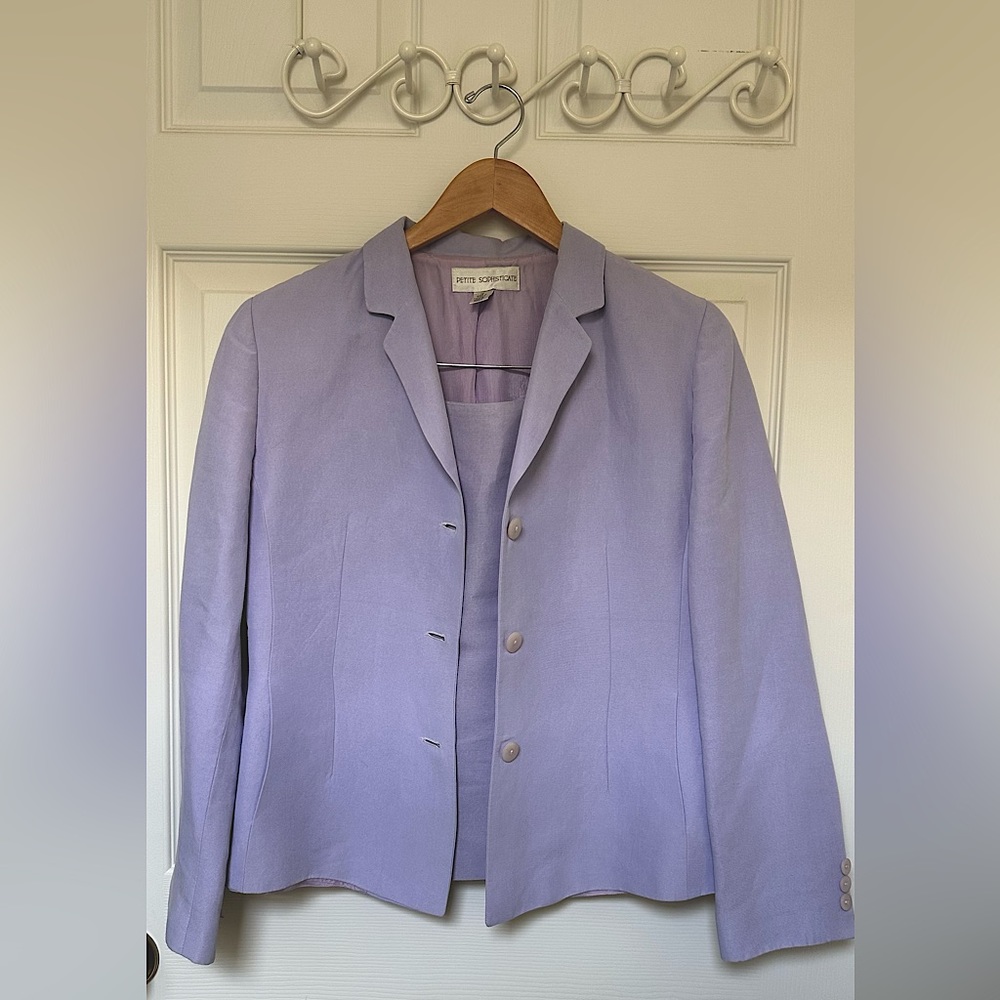 Petite Sophisticate pale lavender linen blazer & matching skirt Petite sizes